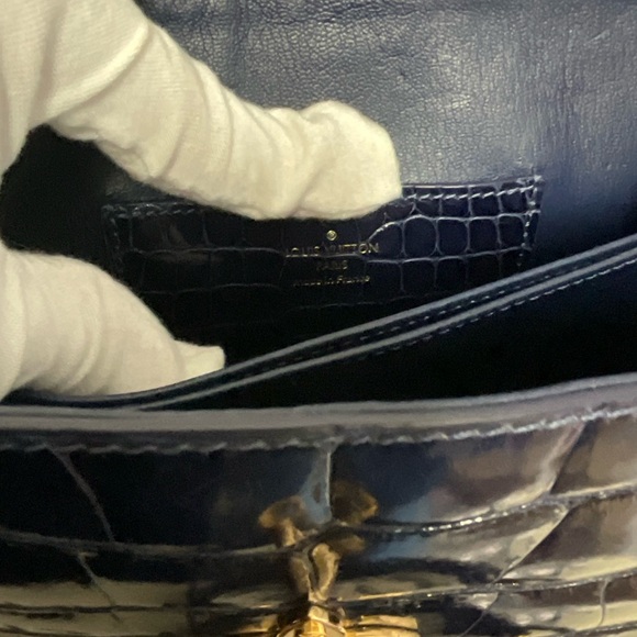 Louis Vuitton Dark Blue Alligator Satchel - Picture 13 of 16